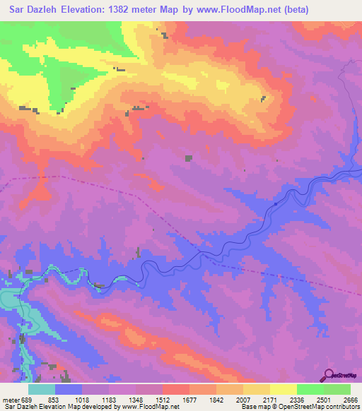 Sar Dazleh,Iran Elevation Map