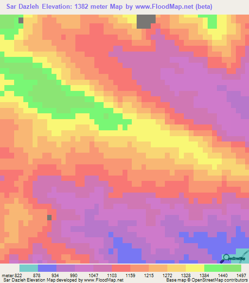 Sar Dazleh,Iran Elevation Map