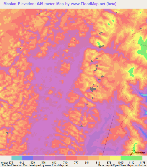Maolan,China Elevation Map