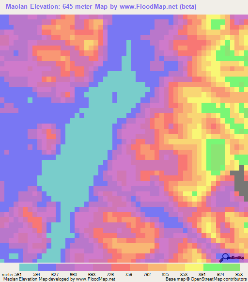 Maolan,China Elevation Map