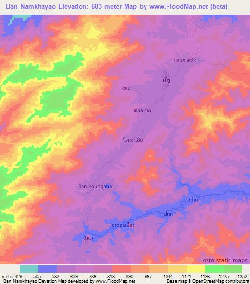 Ban Namkhayao,Laos Elevation Map