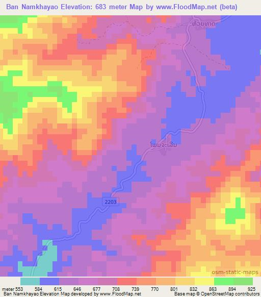Ban Namkhayao,Laos Elevation Map