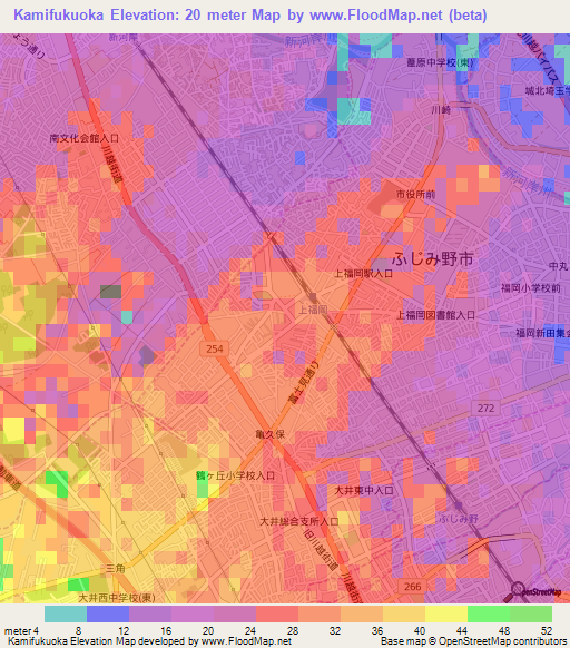 Kamifukuoka,Japan Elevation Map