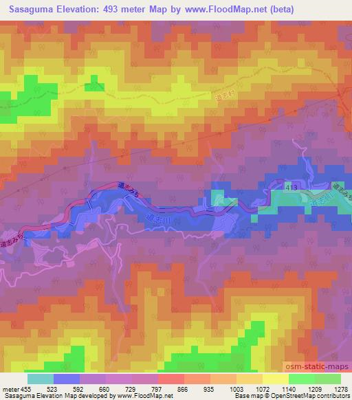 Sasaguma,Japan Elevation Map