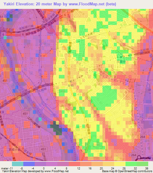 Yakiri,Japan Elevation Map