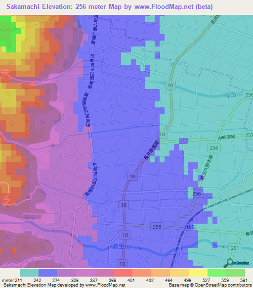 Sakamachi,Japan Elevation Map
