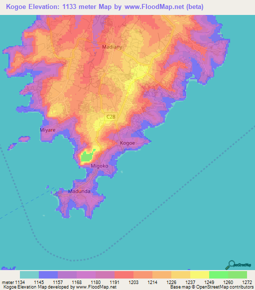 Kogoe,Kenya Elevation Map