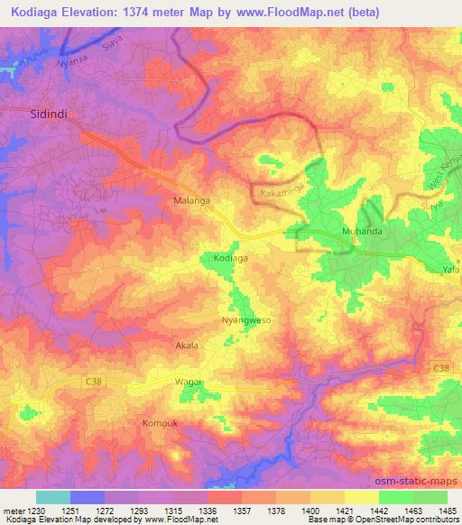 Kodiaga,Kenya Elevation Map