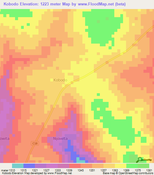 Kobodo,Kenya Elevation Map