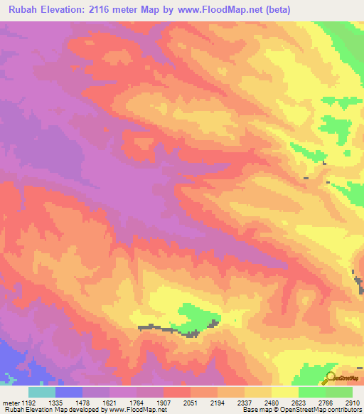 Rubah,Iran Elevation Map
