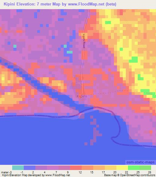 Kipini,Kenya Elevation Map