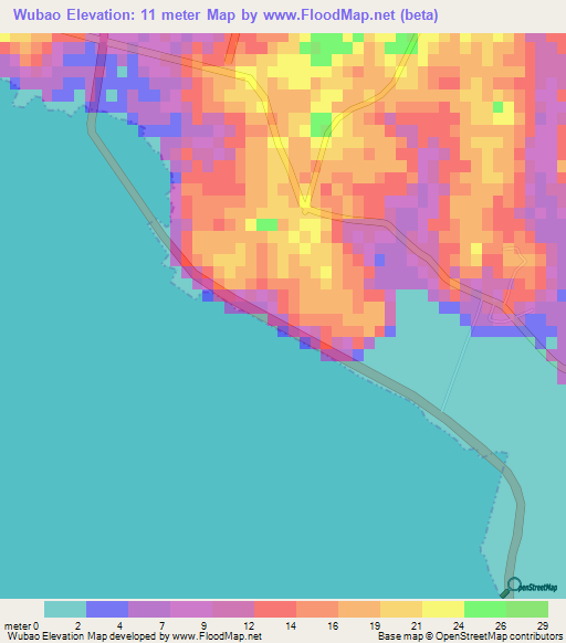 Wubao,China Elevation Map