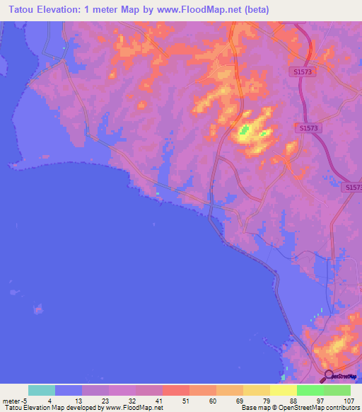 Tatou,China Elevation Map