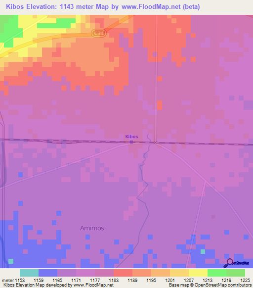 Kibos,Kenya Elevation Map