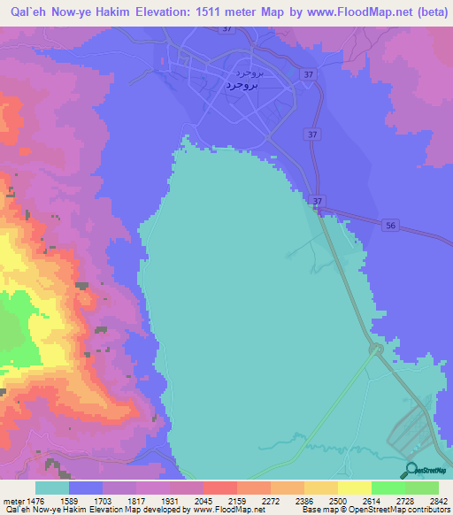 Qal`eh Now-ye Hakim,Iran Elevation Map