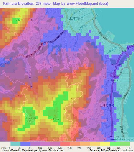 Kamiura,Japan Elevation Map