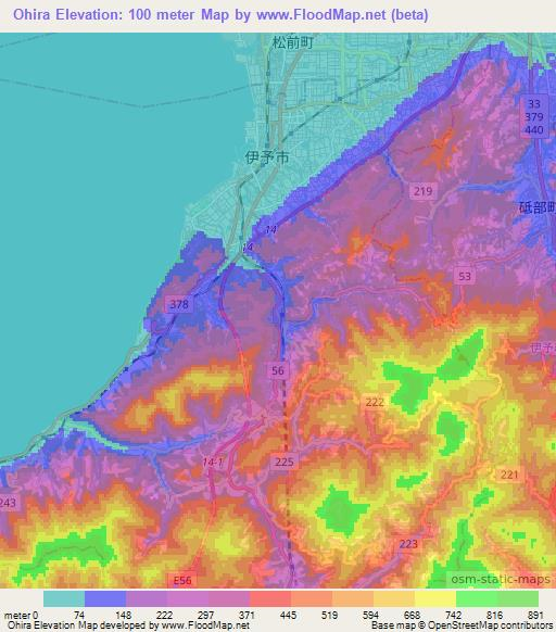 Ohira,Japan Elevation Map