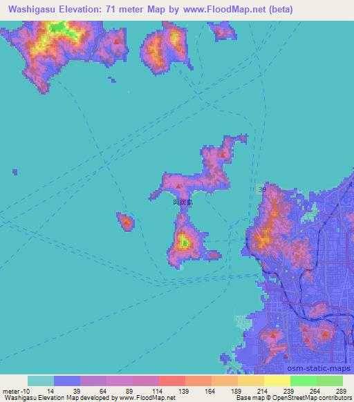 Washigasu,Japan Elevation Map