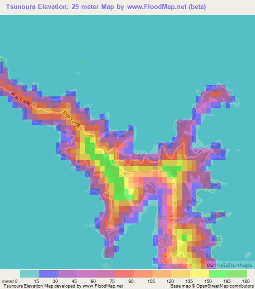 Tsunoura,Japan Elevation Map