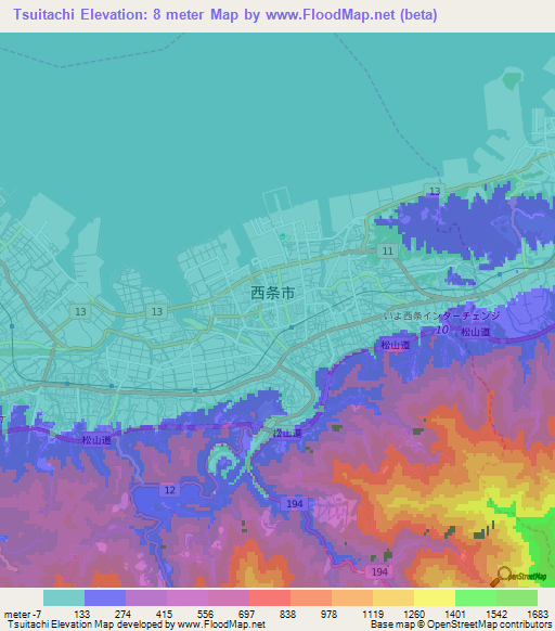Tsuitachi,Japan Elevation Map