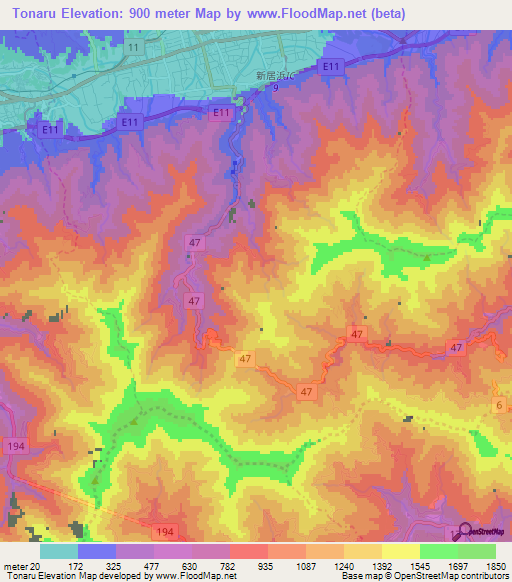 Tonaru,Japan Elevation Map