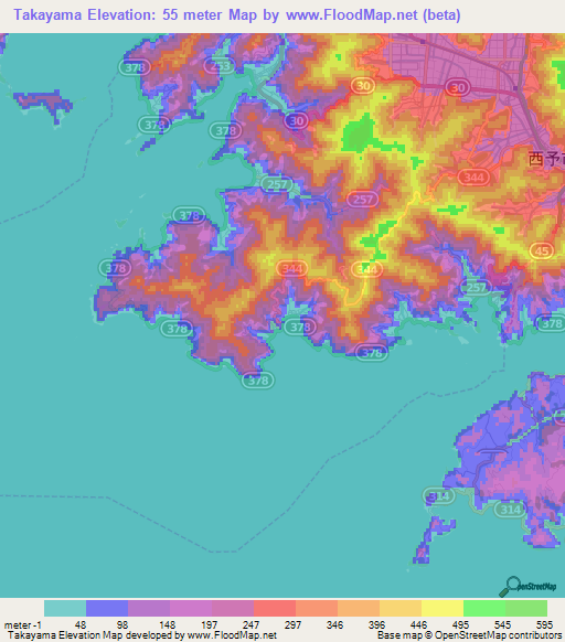Takayama,Japan Elevation Map
