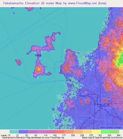 Takahamacho,Japan Elevation Map