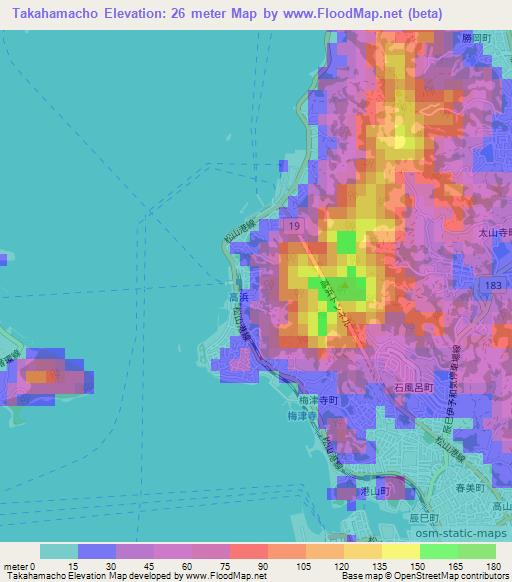 Takahamacho,Japan Elevation Map