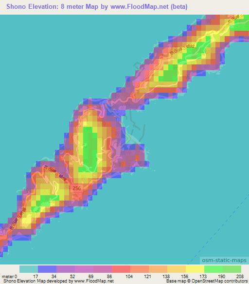Shono,Japan Elevation Map