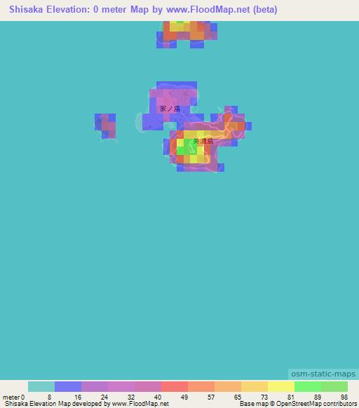 Shisaka,Japan Elevation Map