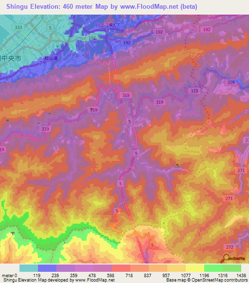 Shingu,Japan Elevation Map
