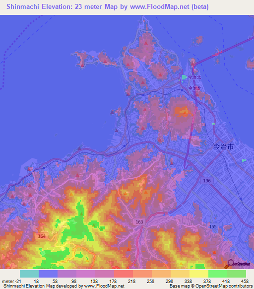 Shinmachi,Japan Elevation Map