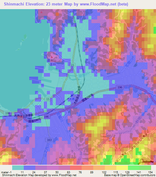 Shinmachi,Japan Elevation Map
