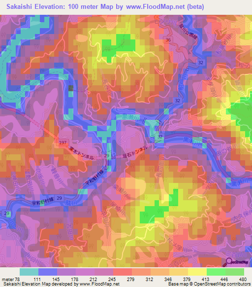 Sakaishi,Japan Elevation Map