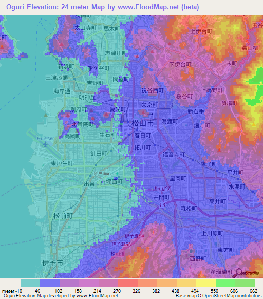 Oguri,Japan Elevation Map