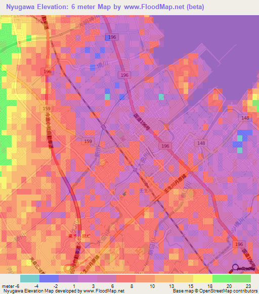 Nyugawa,Japan Elevation Map