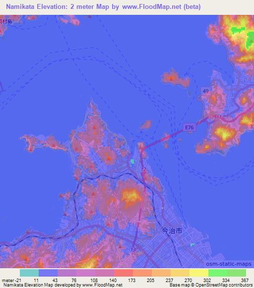 Namikata,Japan Elevation Map