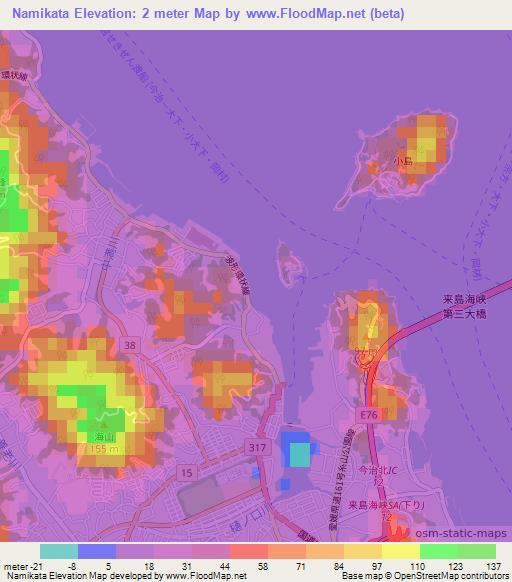 Namikata,Japan Elevation Map