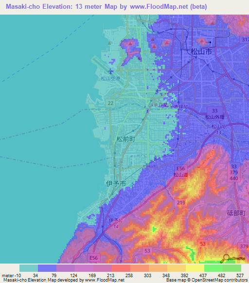 Masaki-cho,Japan Elevation Map