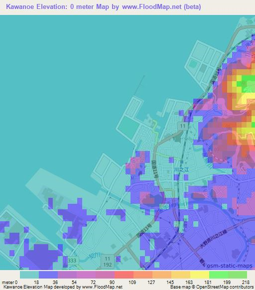 Kawanoe,Japan Elevation Map