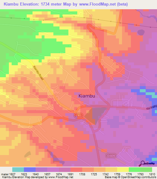 Kiambu,Kenya Elevation Map