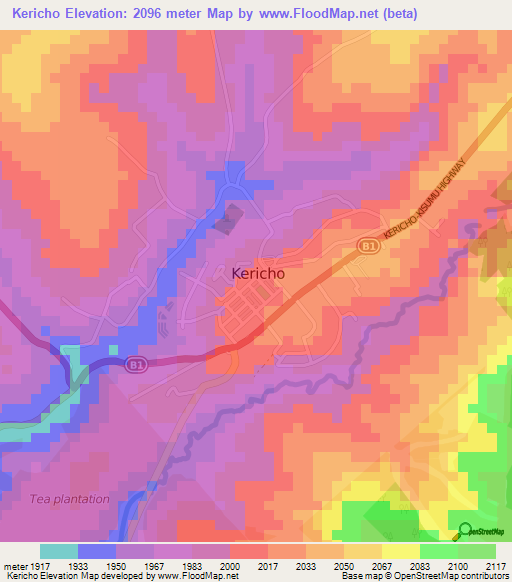 Kericho,Kenya Elevation Map