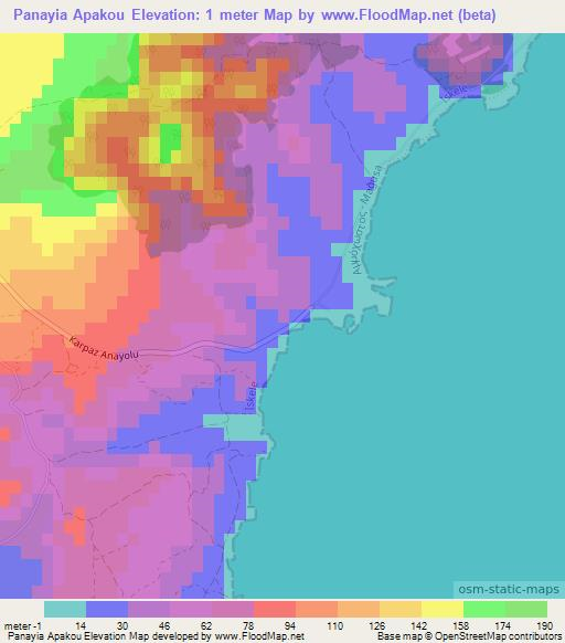 Panayia Apakou,Cyprus Elevation Map