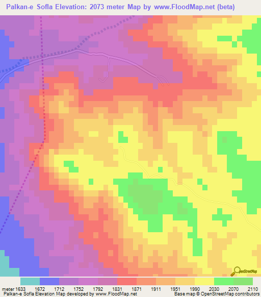 Palkan-e Sofla,Iran Elevation Map