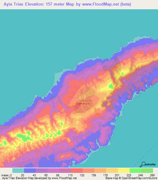 Ayia Trias,Cyprus Elevation Map