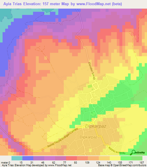 Ayia Trias,Cyprus Elevation Map