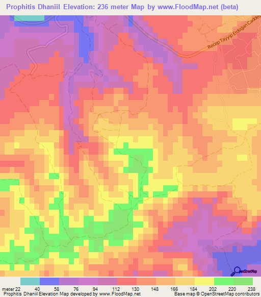 Prophitis Dhaniil,Cyprus Elevation Map