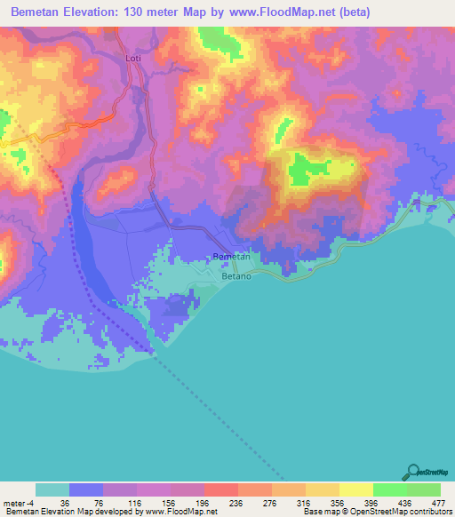 Bemetan,East Timor Elevation Map