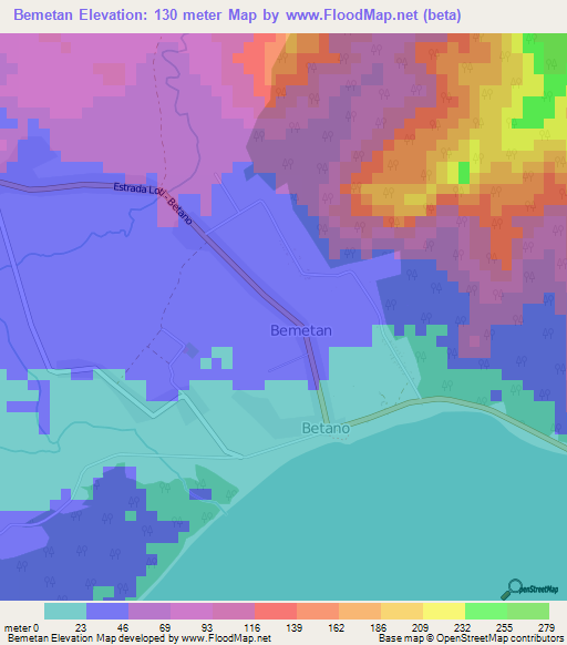 Bemetan,East Timor Elevation Map