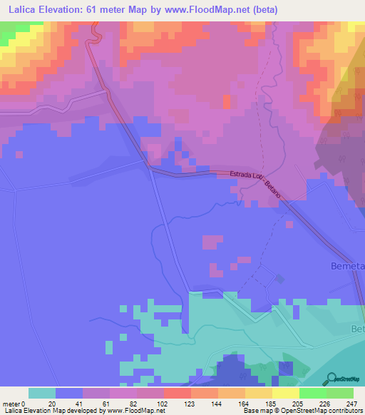 Lalica,East Timor Elevation Map